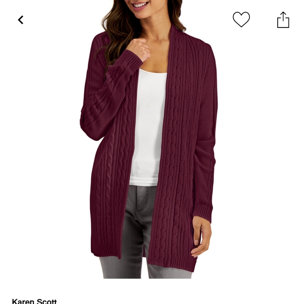 Karen Scott Open Cardigan Sz S